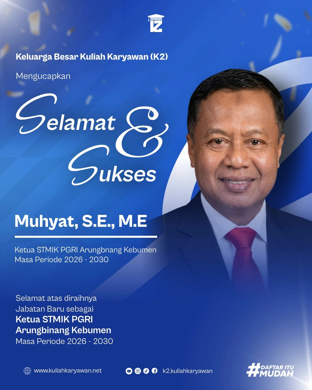 Selamat dan Sukses Untuk Ketua Baru STMIK PGRI Arungbinang Kebumen